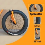 Fat tyre bicycle | The new Mountain Fat Bike | For man &amp; woman- 26 inch 21 speed| Steel frame | Disc break-2023 Model